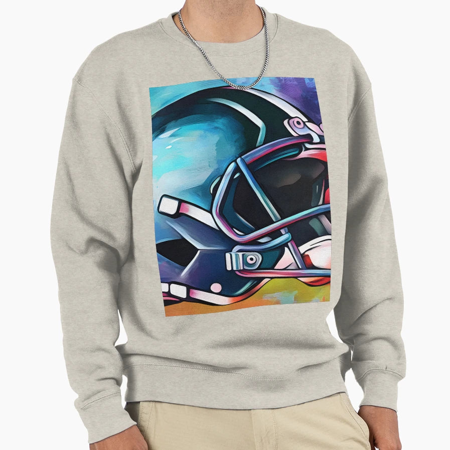 Vibrant Football Helmet Art Bold Sweatshirt - Novelty Apparel Men Women - T-Shirt, Sweatshirt, Hoodie
