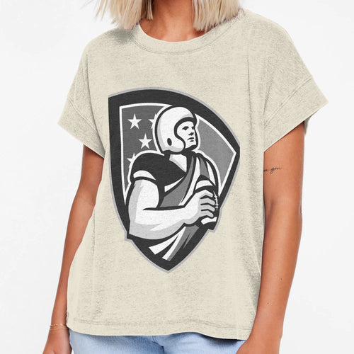 American Football Ball Shield Grayscale T-Shirt - Trendy Graphic Unisex - T-Shirt, Sweatshirt, Hoodie