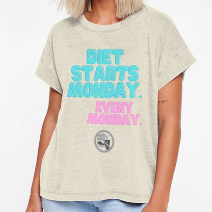 Diet Starts Monday Every Monday T-Shirt - Novelty Apparel for Adults - T-Shirt, Sweatshirt, Hoodie