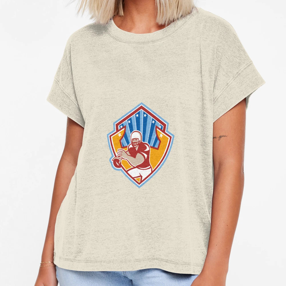 American Football Quarterback Star Shield T-Shirt - Minimalist Print Unisex - T-Shirt, Sweatshirt, Hoodie