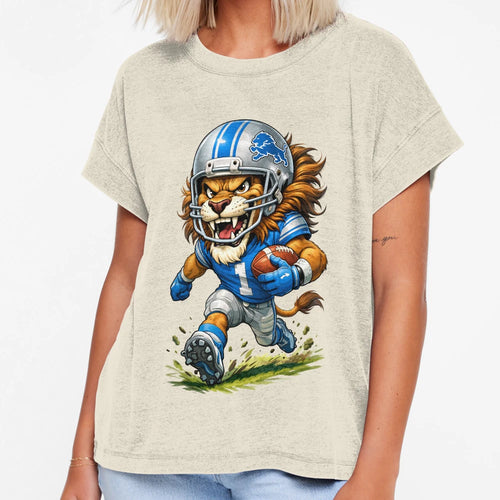 Lions Football Caricature T-Shirt - Custom Art Print Men Women - T-Shirt, Sweatshirt, Hoodie