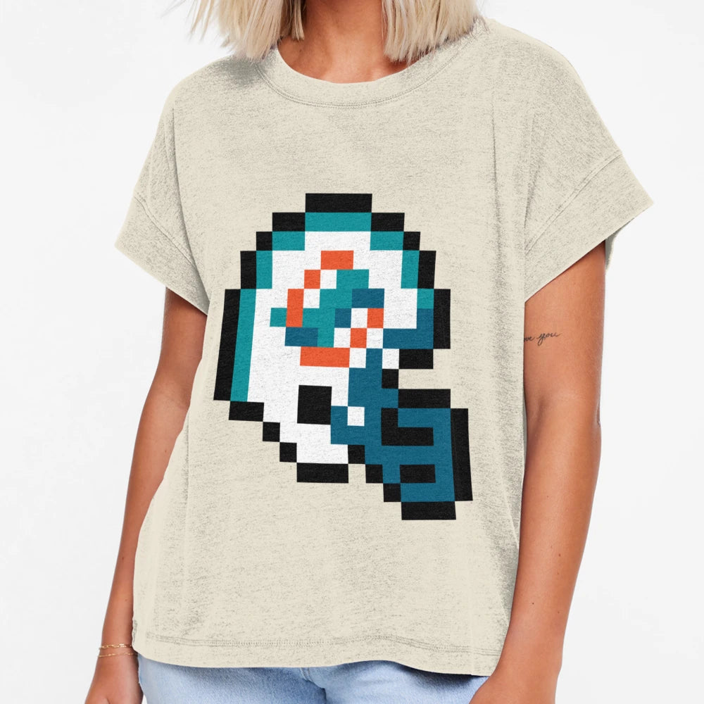 Miami Dolphins 8 Bit Football Helmet T-Shirt - Streetwear Style for Adults - T-Shirt, Sweatshirt, Hoodie