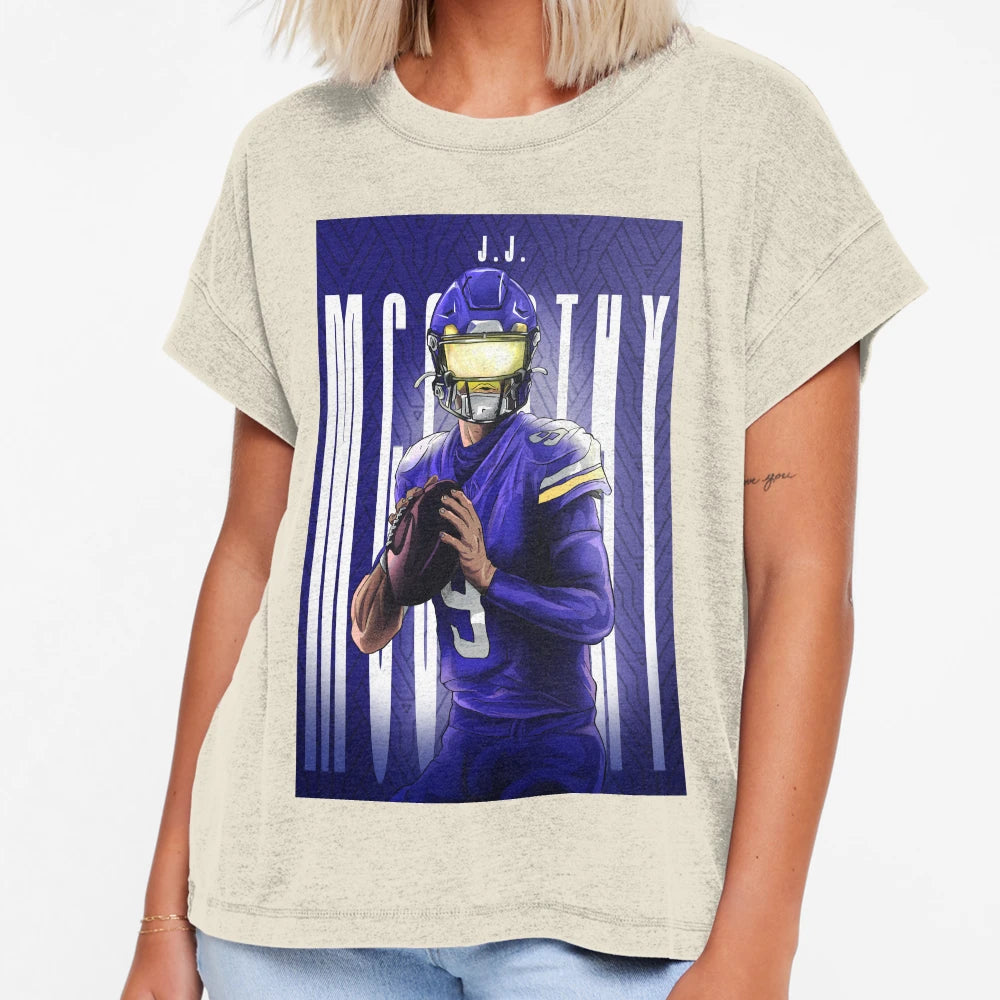 Minnesota Vikings Qb Jj Mccarthy T-Shirt - Minimalist Print Men Women - T-Shirt, Sweatshirt, Hoodie