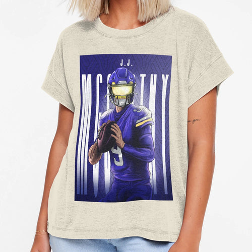Minnesota Vikings Qb Jj Mccarthy T-Shirt - Minimalist Print Men Women - T-Shirt, Sweatshirt, Hoodie