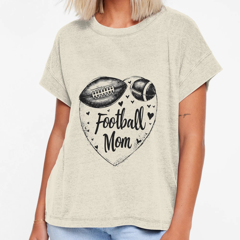 Football Mom Heart Grunge American T-Shirt - Minimalist Print Men Women - T-Shirt, Sweatshirt, Hoodie