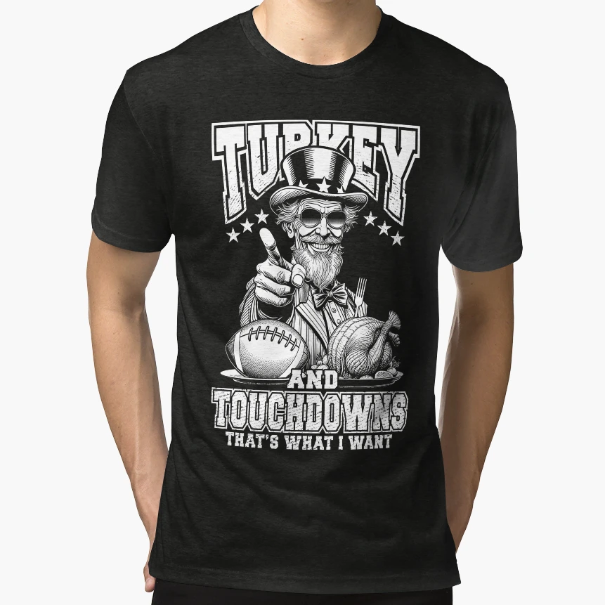 Turkey Touchdowns Funny Thanksgiving T-Shirt - Unique Graphic Men Women - T-Shirt, Sweatshirt, Hoodie