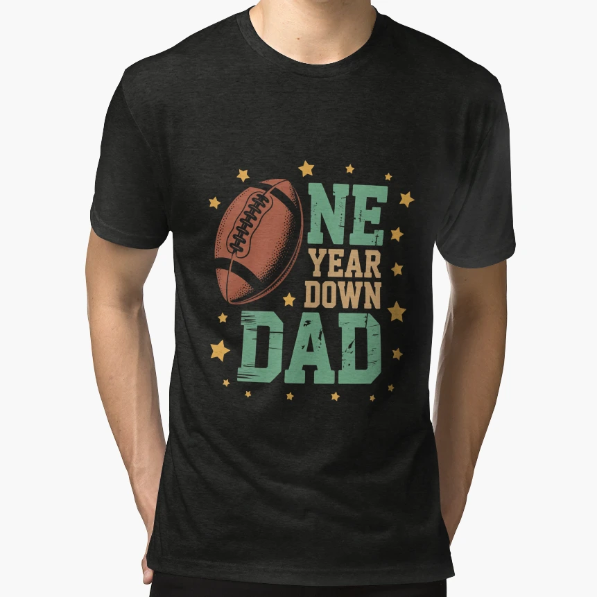 Dad 1 Year Old Football 1St Year Down T-Shirt - Streetwear Style Men Women - T-Shirt, Sweatshirt, Hoodie