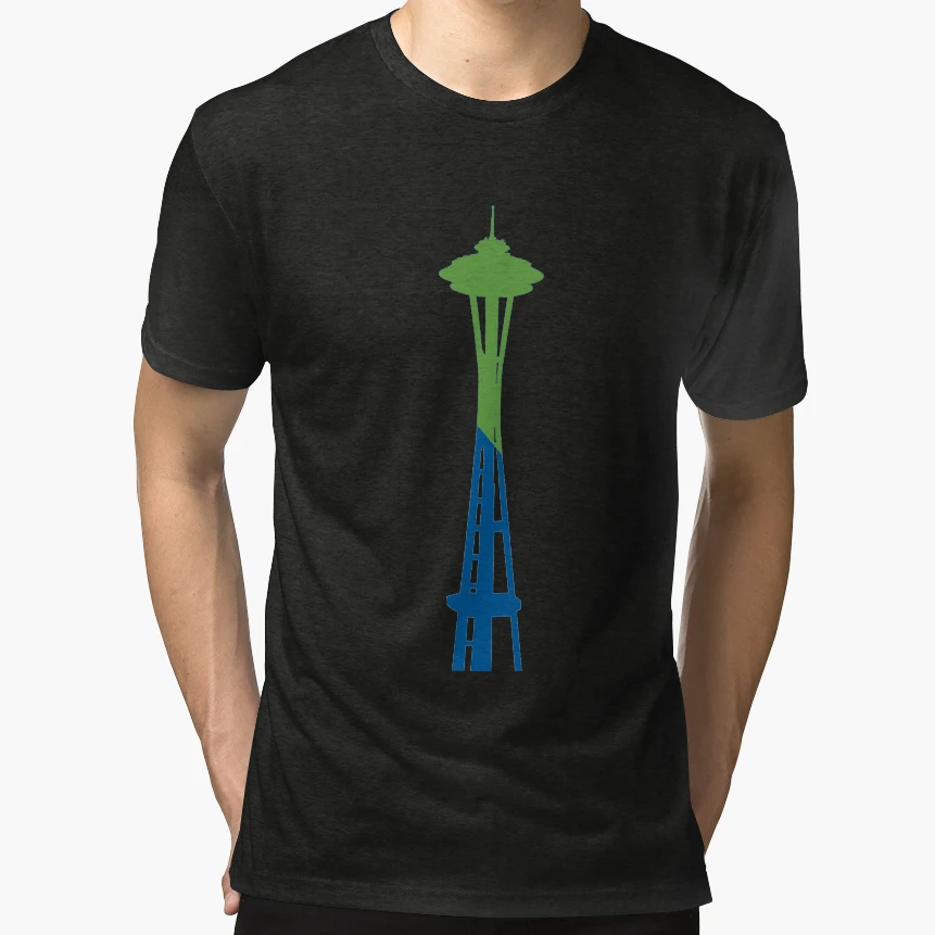 Space Needle Green Blue Slash T-Shirt - Casual Everyday Wear for Adults - T-Shirt, Sweatshirt, Hoodie