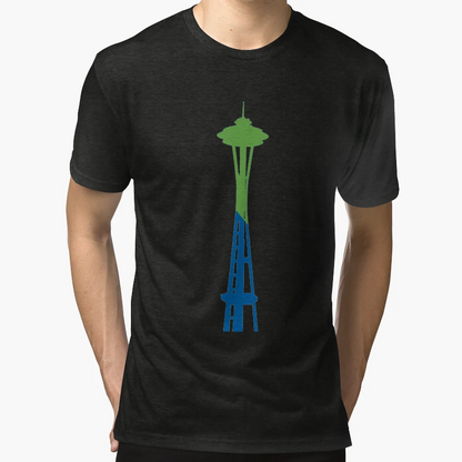 Space Needle Green Blue Slash T-Shirt - Casual Everyday Wear for Adults - T-Shirt, Sweatshirt, Hoodie
