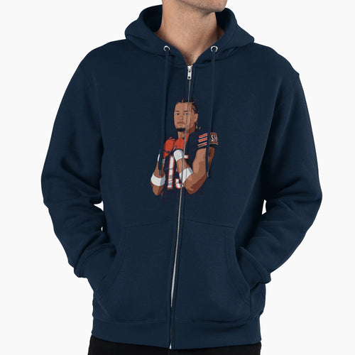Rome Odunze 15 Wr Bears Sketch Artwork Hoodie - Novelty Apparel for Adults - T-Shirt, Sweatshirt, Hoodie