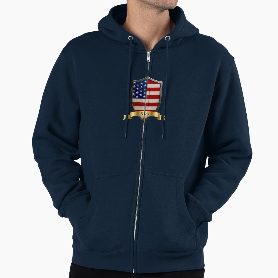 Roy Family Usa Shield Stars Stripes Hoodie - Streetwear Style Men Women - T-Shirt, Sweatshirt, Hoodie