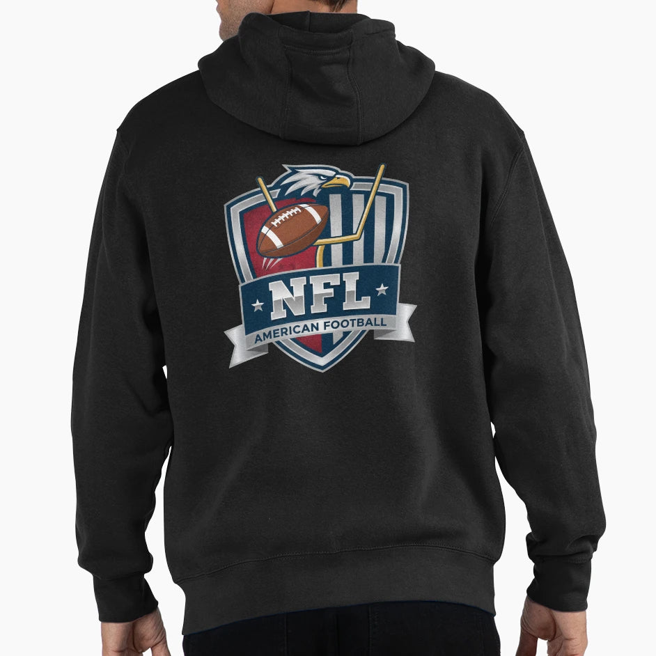 American Football Eagle Shield Hoodie - Aesthetic Graphic Men Women - T-Shirt, Sweatshirt, Hoodie