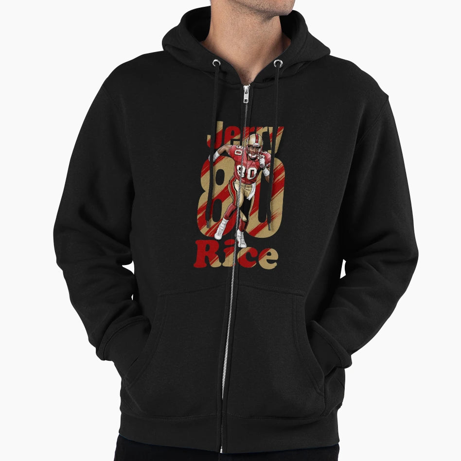 Jerry Rice 80 San Francisco Football Art Hoodie - Novelty Apparel Unisex - T-Shirt, Sweatshirt, Hoodie