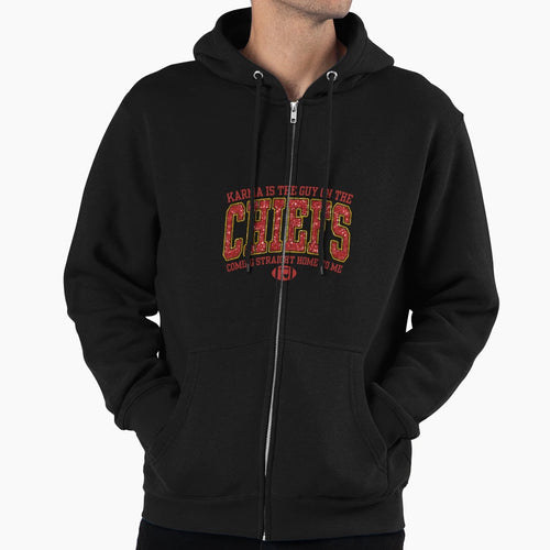 Karma Is Guy Chiefs TK Taylor Hoodie - Aesthetic Graphic for Adults - T-Shirt, Sweatshirt, Hoodie