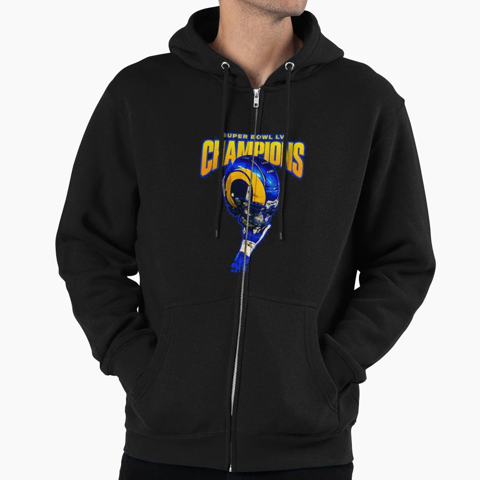 Copia De Rams Helmet Hoodie - Novelty Apparel for Adults - T-Shirt, Sweatshirt, Hoodie