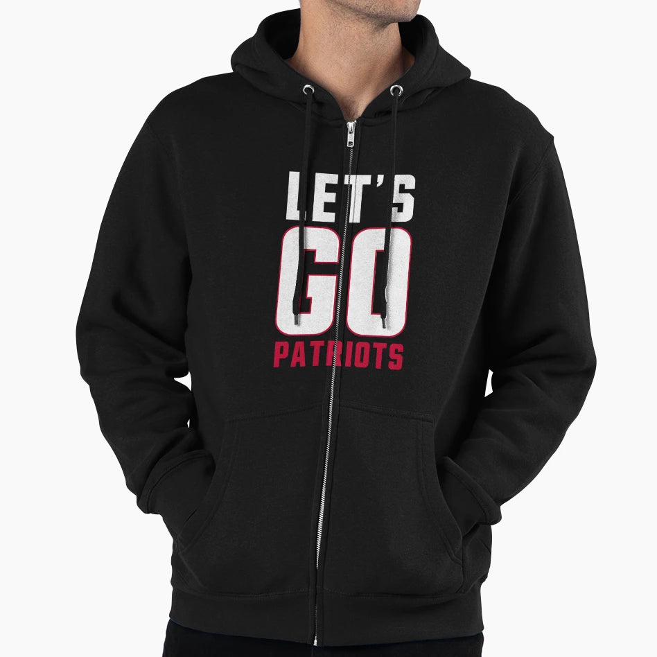 New England Football Fans Go Patriots Hoodie - Minimalist Print for Adults - T-Shirt, Sweatshirt, Hoodie