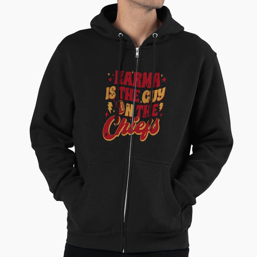 Karma Is Guy Chiefs Hoodie - Minimalist Print for Adults - T-Shirt, Sweatshirt, Hoodie