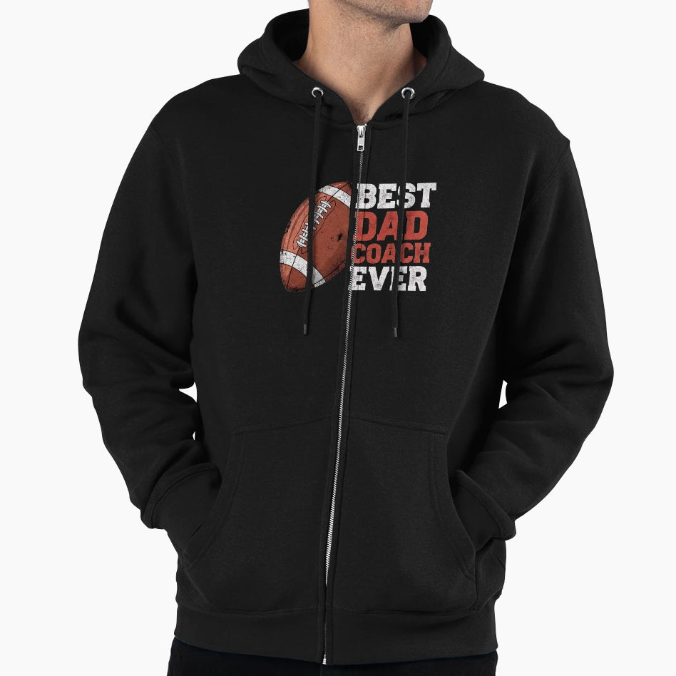 Best Dad Coach Ever Football Hoodie - Graphic Print Men Women - T-Shirt, Sweatshirt, Hoodie