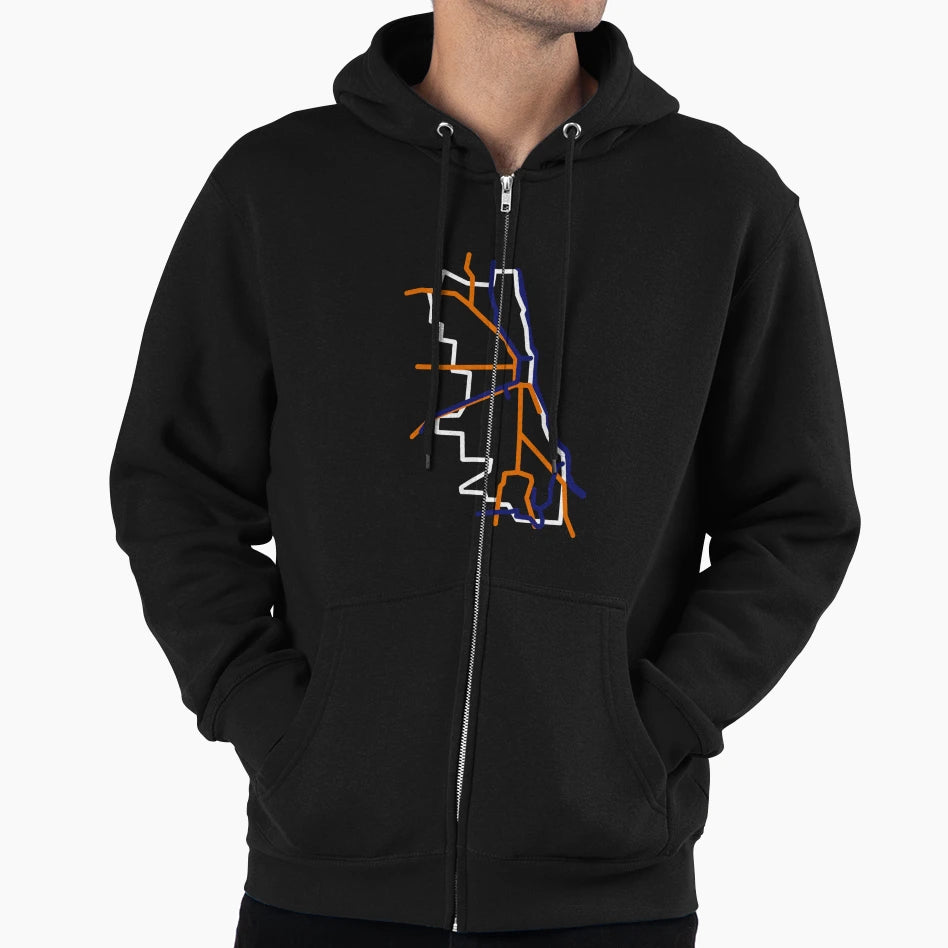 Chicago Map Abstract Bears Colors Hoodie - Novelty Apparel Men Women - T-Shirt, Sweatshirt, Hoodie
