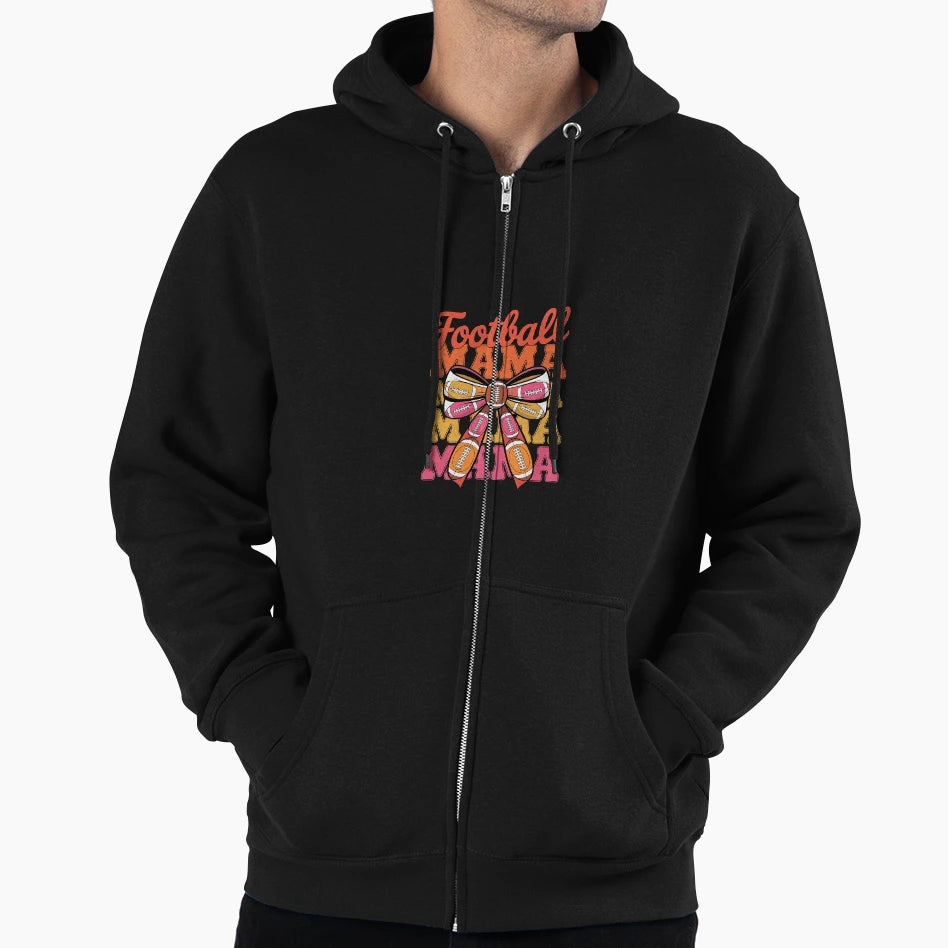 Coquette Bow Game Day Football Mama Hoodie - Aesthetic Graphic for Adults - T-Shirt, Sweatshirt, Hoodie