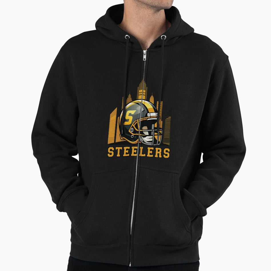 Black And Yellow Pittsburgh Fan Hoodie - Graphic Print Men Women - T-Shirt, Sweatshirt, Hoodie