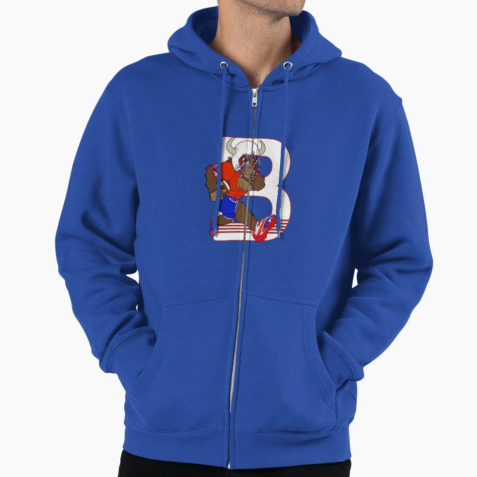 Cartoon Buffalo Football Character Hoodie - Aesthetic Graphic Men Women - T-Shirt, Sweatshirt, Hoodie
