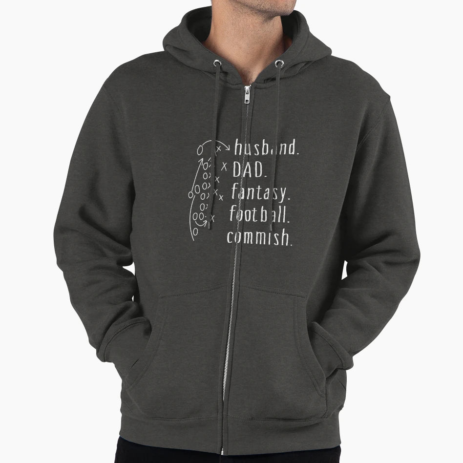 Husband Dad Fantasy Football Commish Hoodie - Fun Novelty Design Men Women - T-Shirt, Sweatshirt, Hoodie