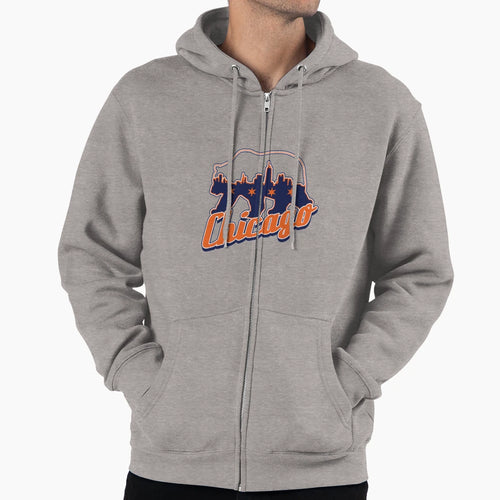 Chi Bear Chicago Skyline Chicago Flag Hoodie - Unique Graphic for Adults - T-Shirt, Sweatshirt, Hoodie