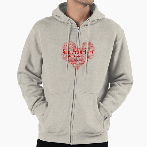 Heart San Francisco Heart Word Cloud Hoodie - Fun Novelty Design Unisex - T-Shirt, Sweatshirt, Hoodie