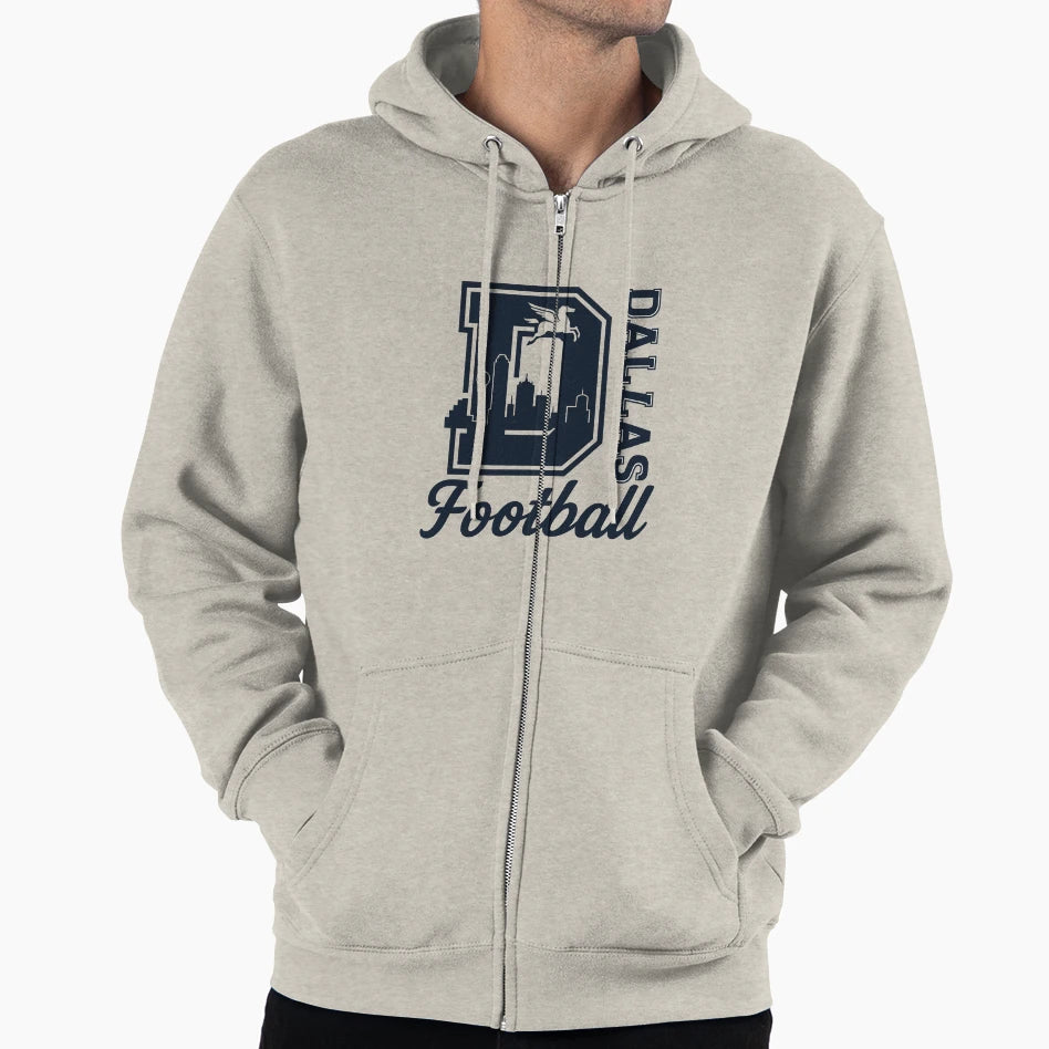 Dallas Skyline Pegasus Football Hoodie - Graphic Print Men Women - T-Shirt, Sweatshirt, Hoodie
