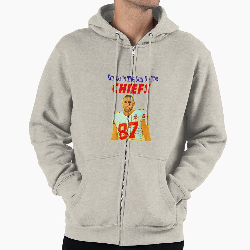 Karma Is Guy Chiefs Hoodie - Graphic Print Unisex - T-Shirt, Sweatshirt, Hoodie