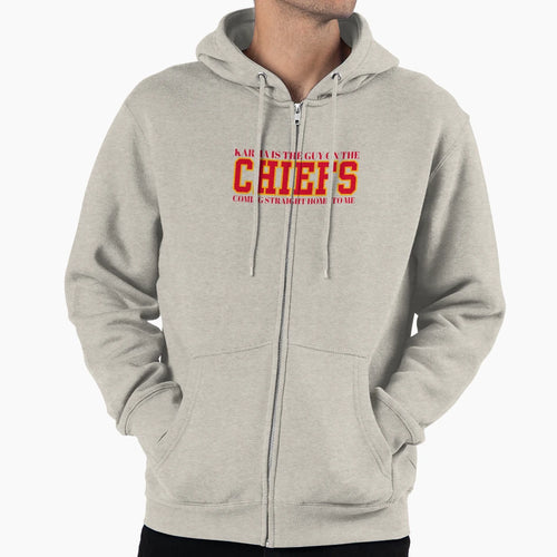 Karma Is Guy Chiefs Hoodie - Trendy Graphic for Adults - T-Shirt, Sweatshirt, Hoodie