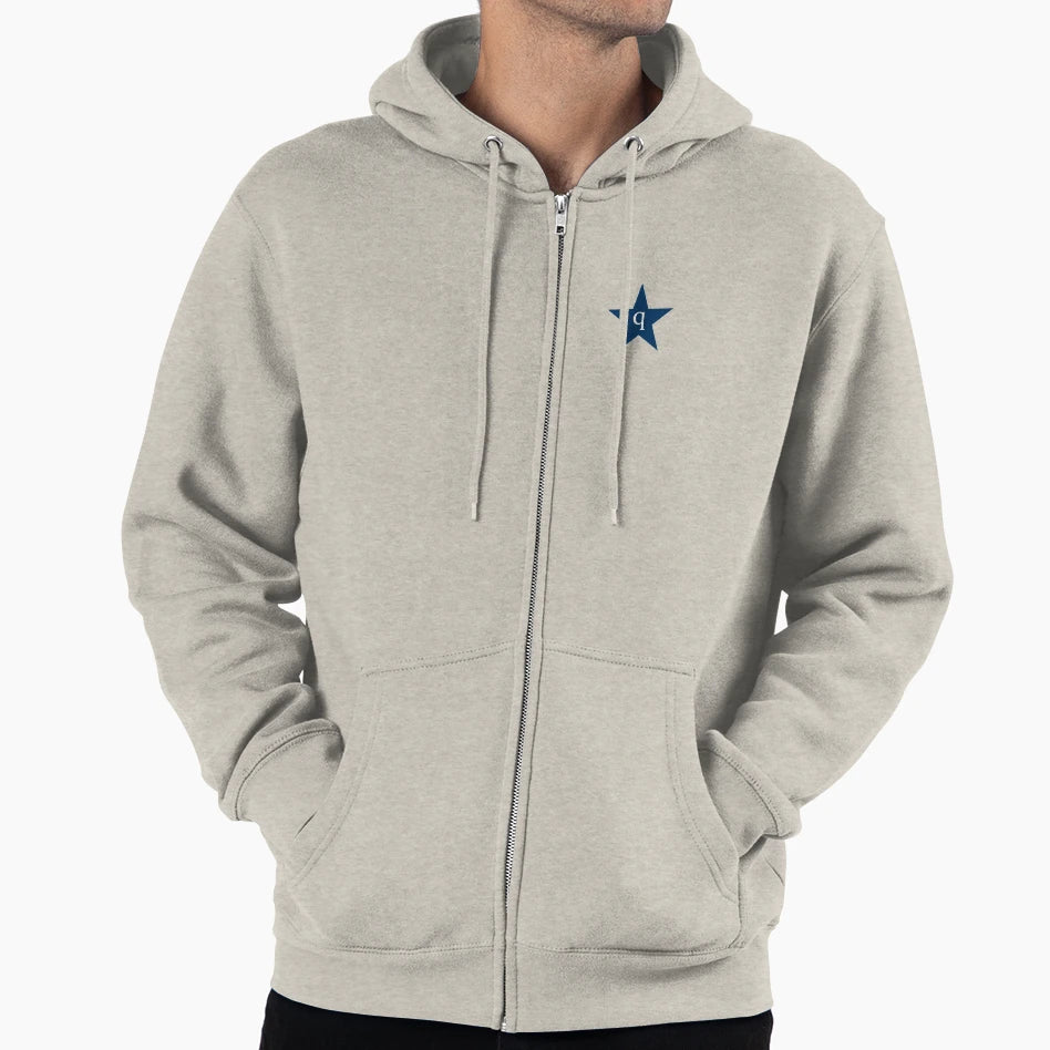 Star Initial Monogram Q Navy Hoodie - Minimalist Print Unisex - T-Shirt, Sweatshirt, Hoodie