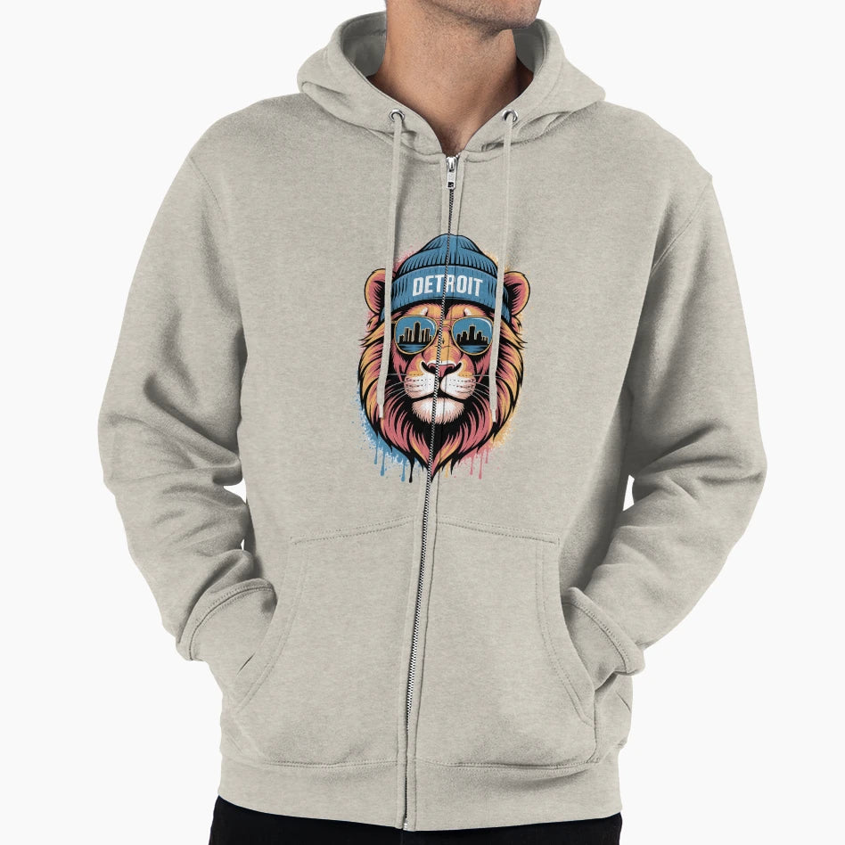 Detroit Lion Hoodie - Fun Novelty Design Men Women - T-Shirt, Sweatshirt, Hoodie
