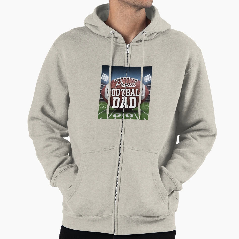 Proud Football Dad Large Football Stadium Hoodie - Streetwear Style Unisex - T-Shirt, Sweatshirt, Hoodie